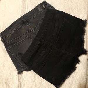 2 Pairs Of Black Denim Shorts